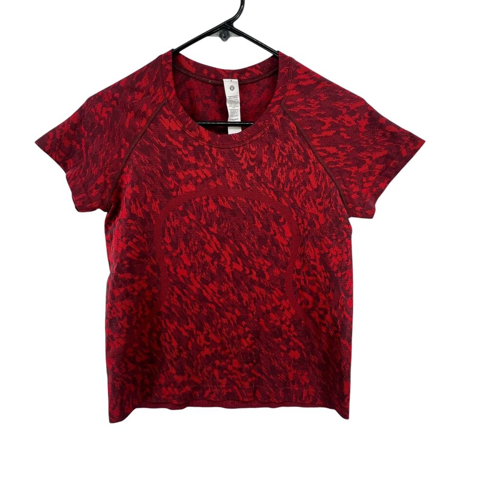 Lululemon Swiftly Tech Size 8 Active Shirt Top Short Sleeve Red Workout